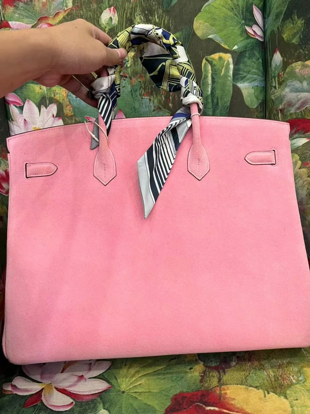 Veau Doblis SUEDE 5P BUBBLEGUM PINK ROSE SAKURA PHW imported Togo 40 Birkin RARE
